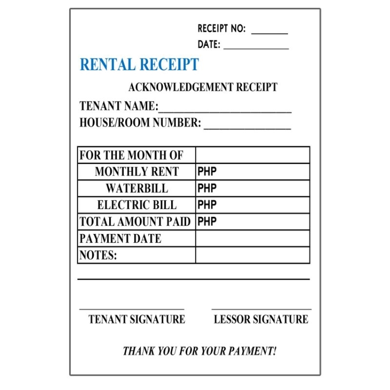 Rental Receipt For Paupahan Shopee Philippines