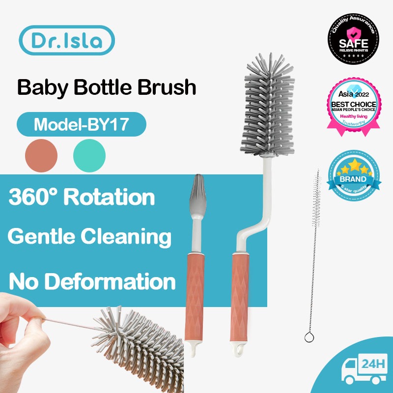 Dr Isla Pcs Baby Bottle Cleaner Brushes Silicone Degree Rotation