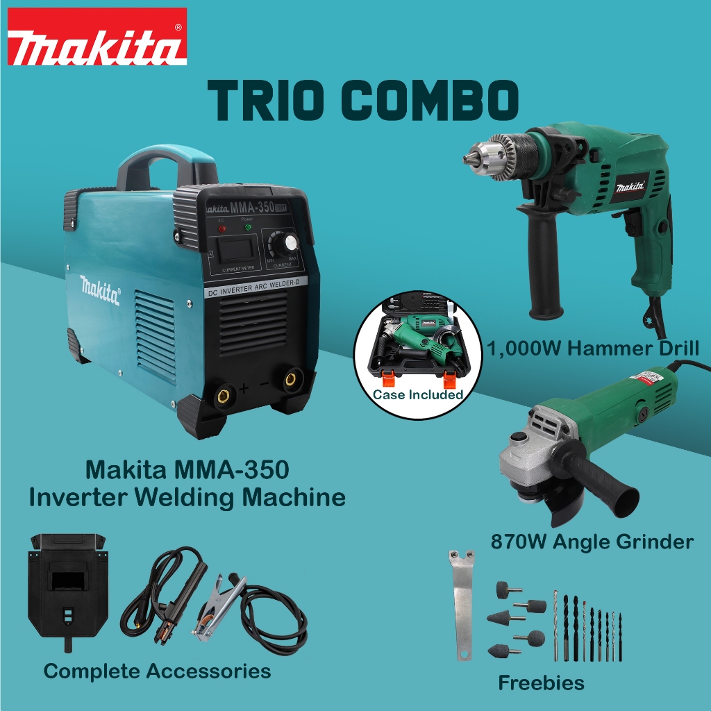 TRIO SET Makita MMA 350 Welding Machine 2in1 Makita HP1600 Drill