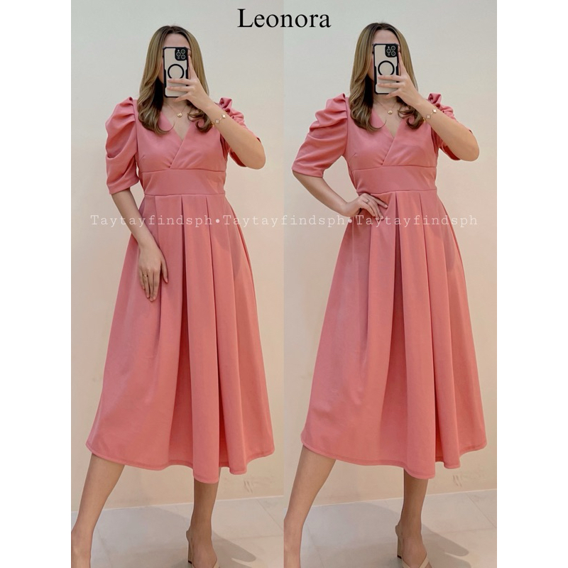 Leonora Flits Puff Sleeve Overlap Plain Dress Taytayfindsph Shopee