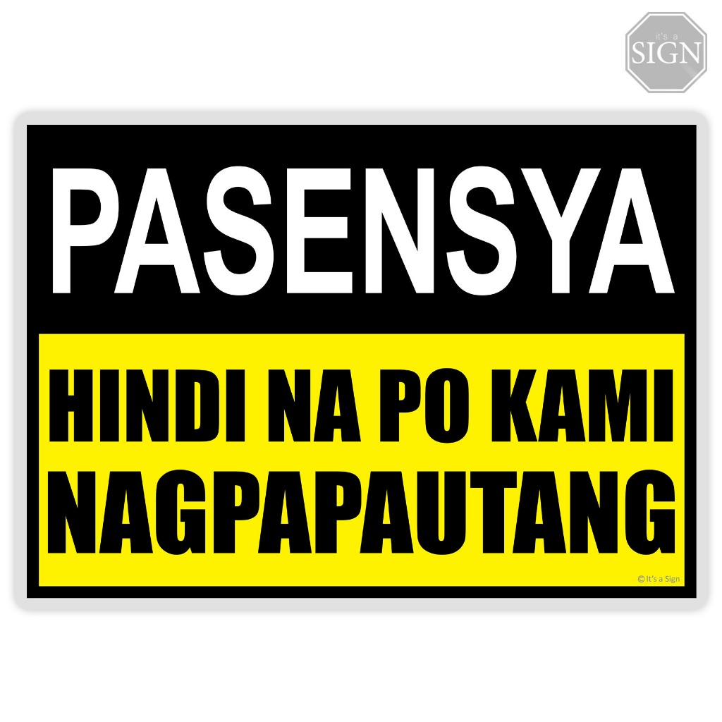 Bawal Utang Tindahan Sign Laminated Signage Labels A4 Size Shopee