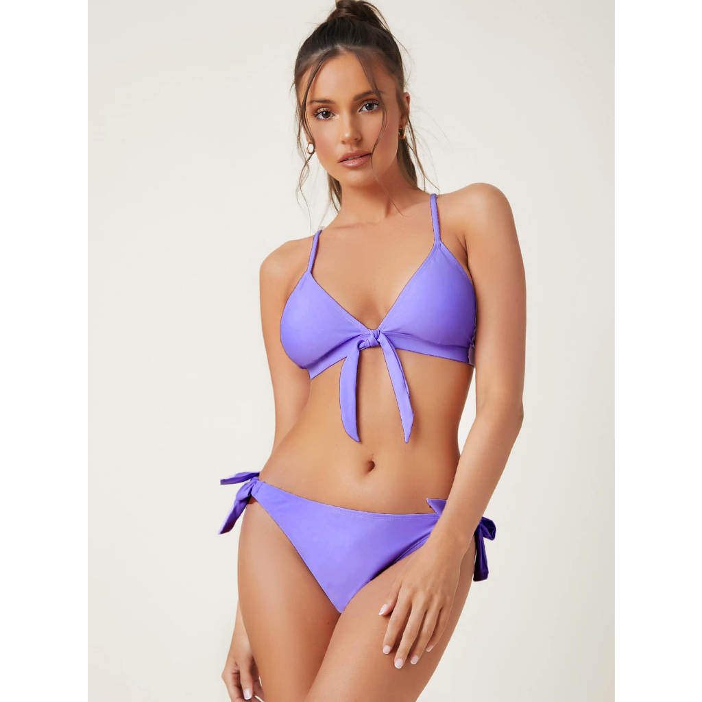 Knot Tie Bikini Set Trendy Bathing Suit Modern Cute Girl S Sexy Pool