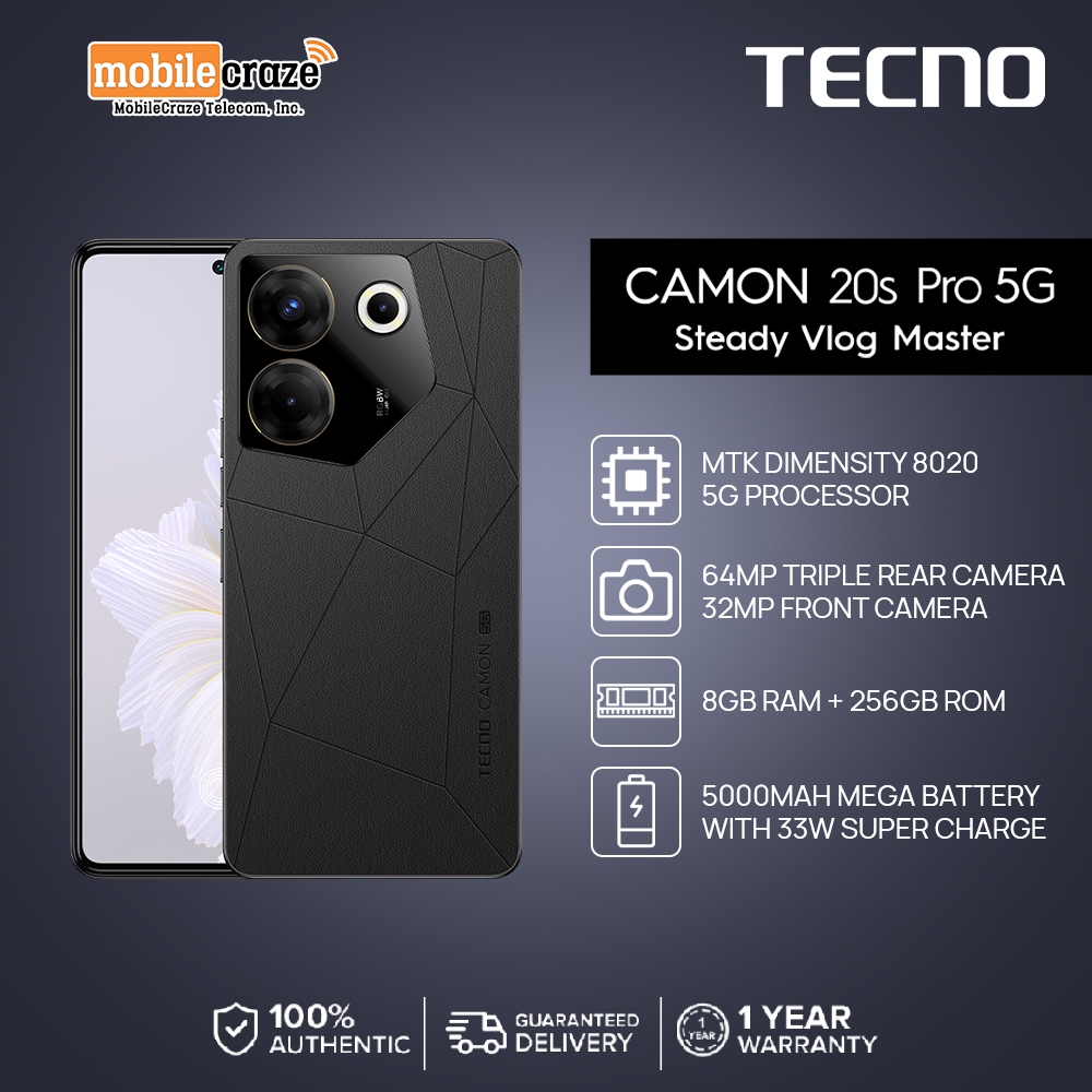 TECNO Camon 20s Pro 5G 8GB RAM 256GB ROM Dimensity 8020 64MP