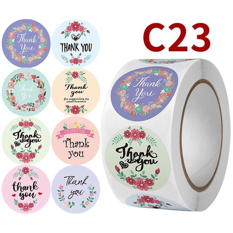 1Roll 500pcs Thank You Tape Thankyou Flower Round Seal Sticker Tags