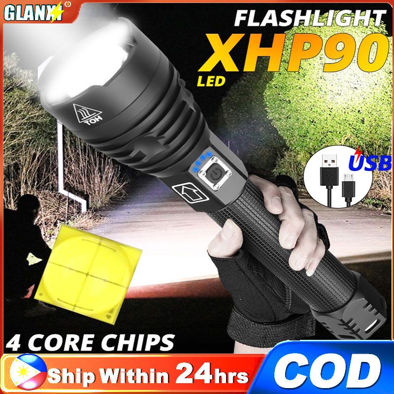 H Super Powerful Xhp Led Flashlight Waterproof Ultra Bright Usb