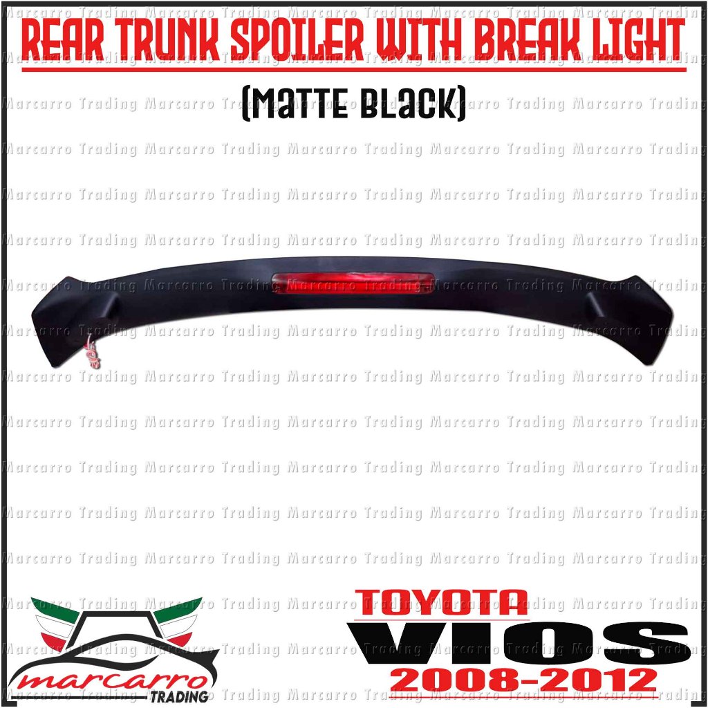 Toyota Vios Batman 2008 2012 Rear Trunk Spoiler With Brake Light Matte