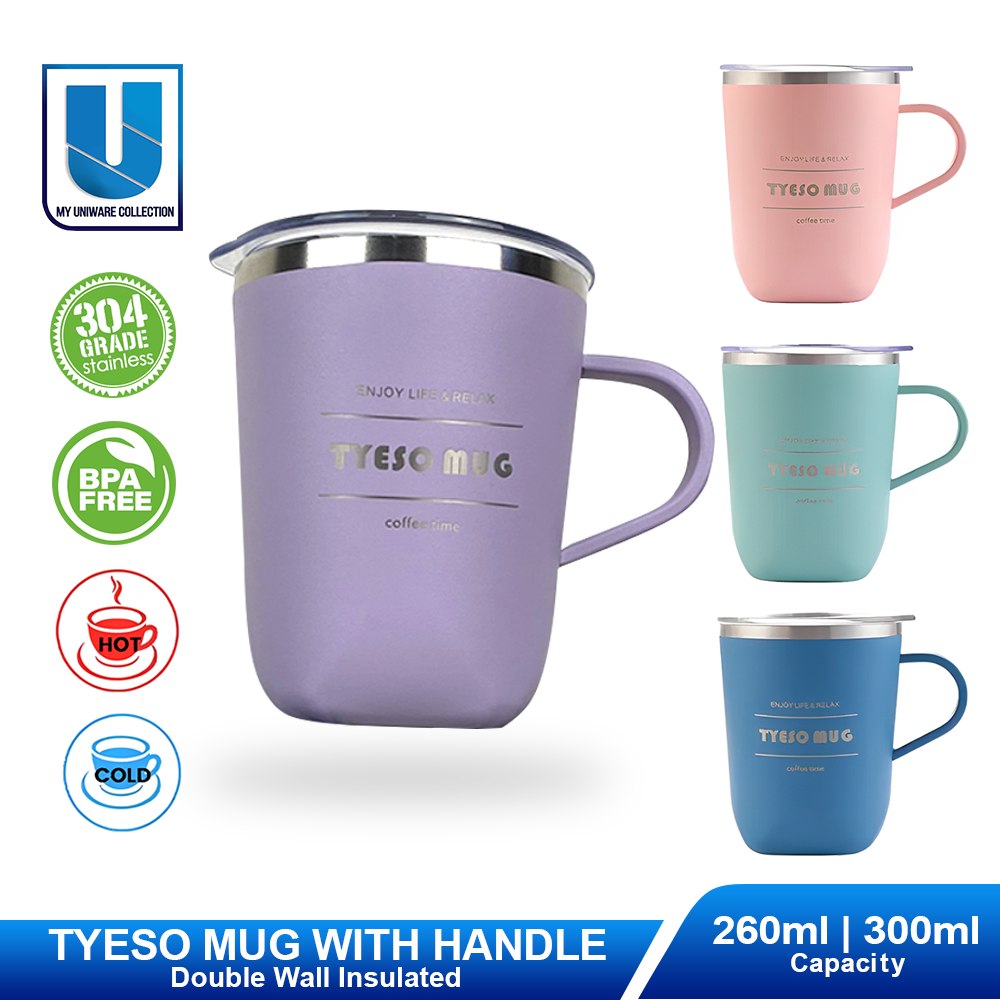 Tyeso Insulated Tumbler Coffee Mugs Vacuum With Handle Double Wall Hot