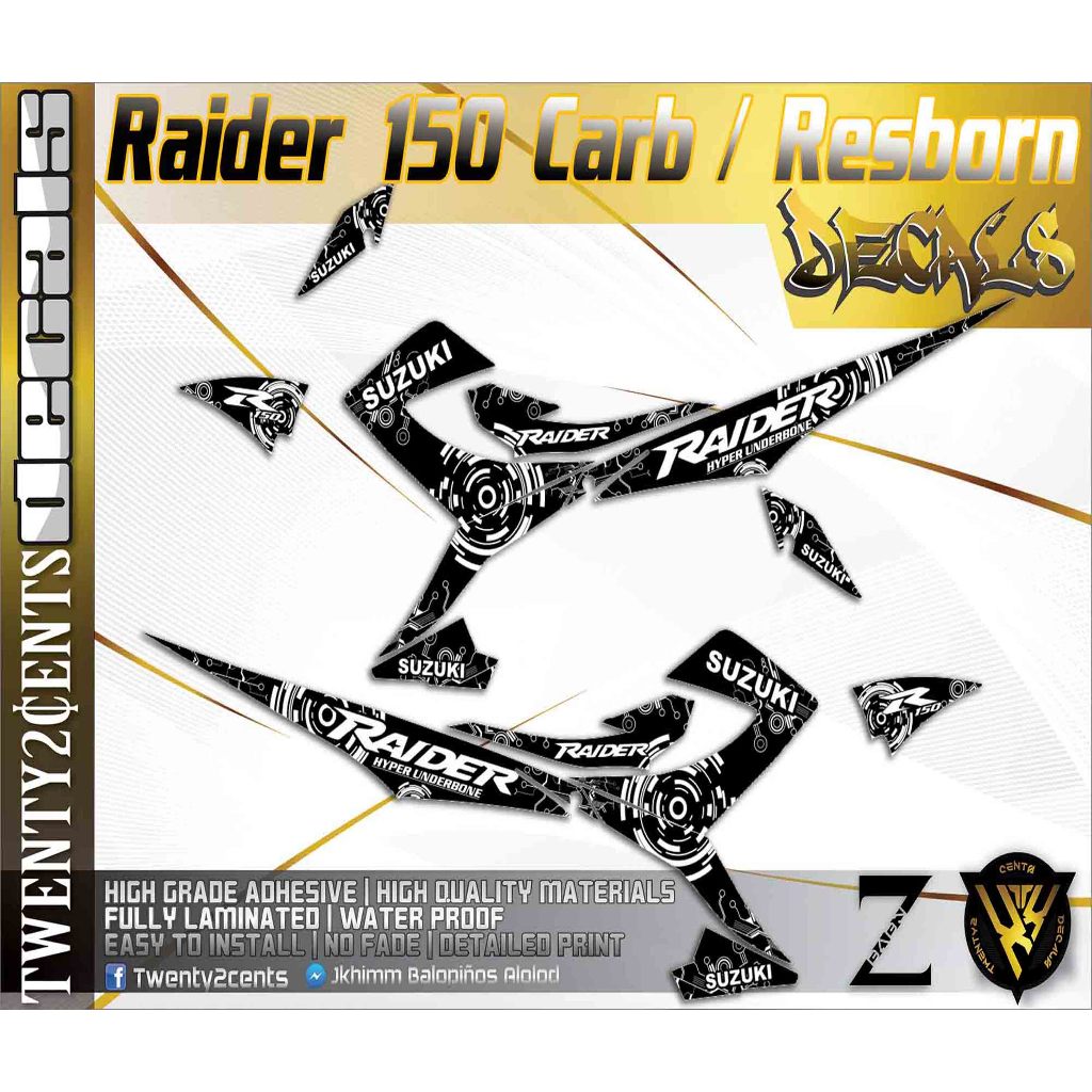 Suzuki Raider Carb Reborn High Quality Stickers And Decals