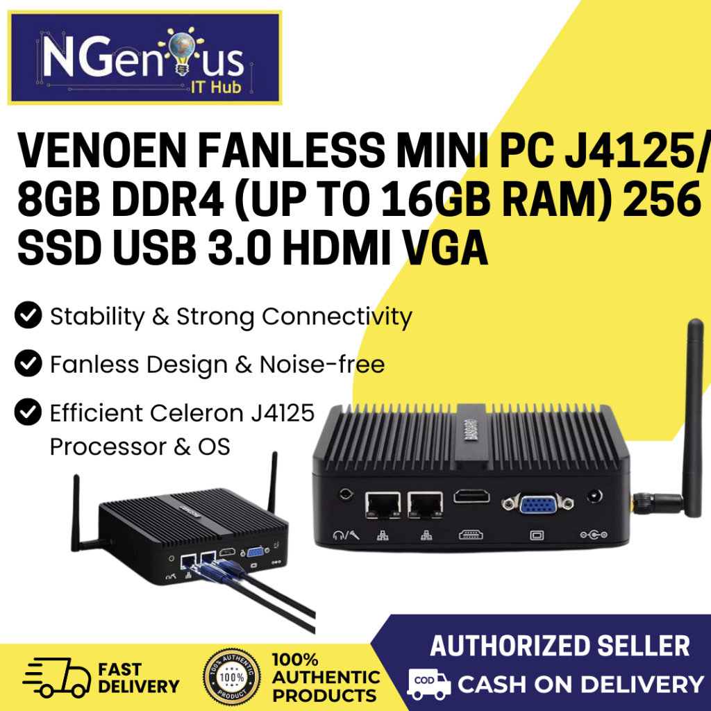 Venoen Fanless Mini Pc J Gb Ddr Up To Gb Ram Ssd Usb