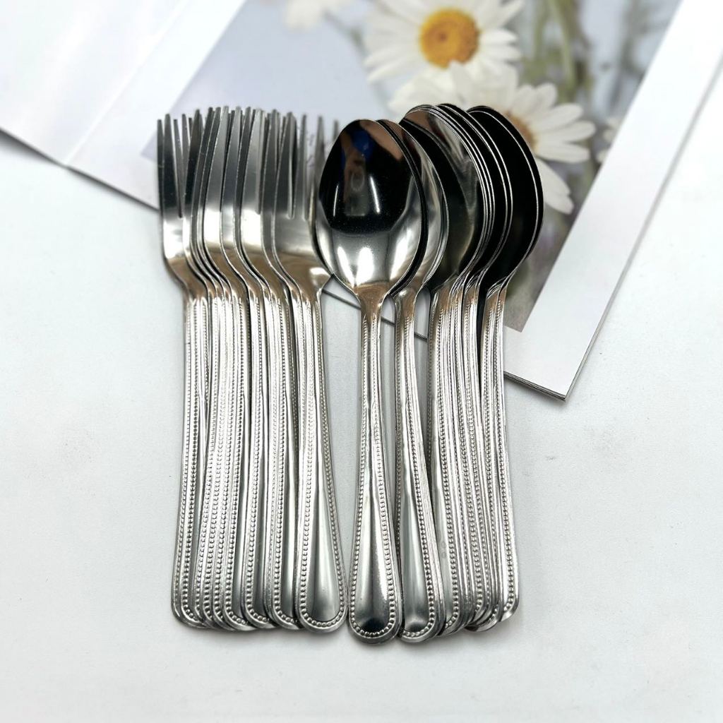 Mc Mart Pcs Spoon Fork Extra Thick Long Stainless Steel Shopee