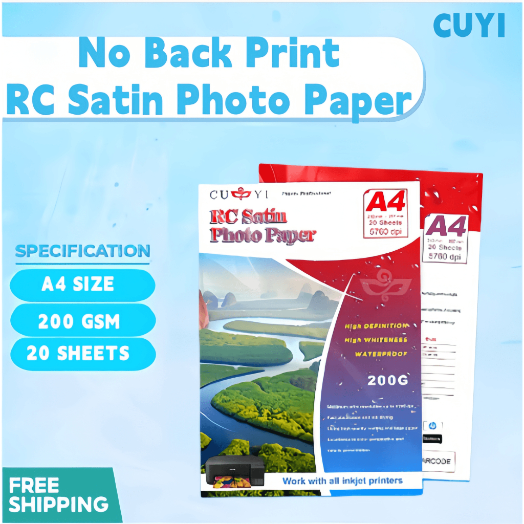 CUYI RC Satin Photo Paper A4 Size 200gsm No Back Print Resin Coated