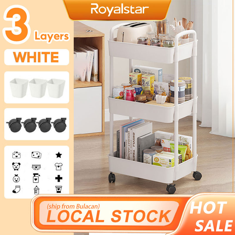 Royalstar Layer Trolley Cart Kitchen Snack Storage Rack With Wheels