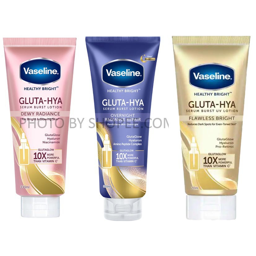 Vaseline Healty Bright Gluta HYA Serum Burst Uv Lotion Flawless Glow