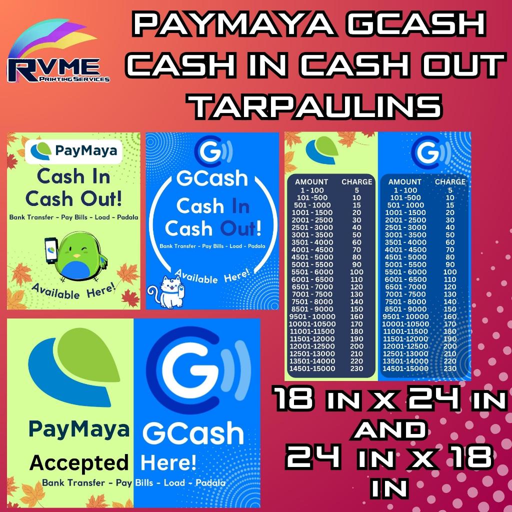 Gcash Paymaya Cashin Cashout Signage Tarpaulin Ft X Ft Size