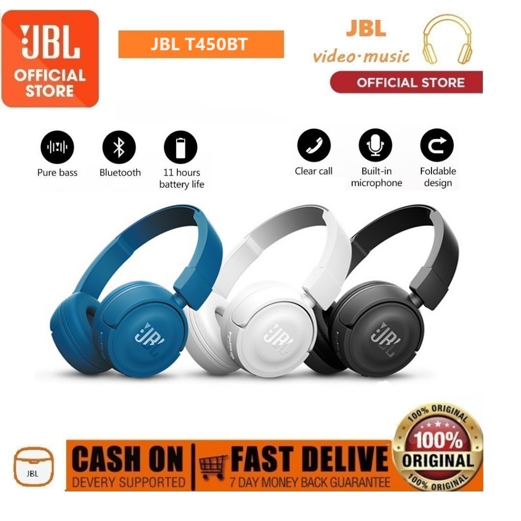 Jbl T Bt Wireless Earphones Bluetooth Foldable Sports Headset On