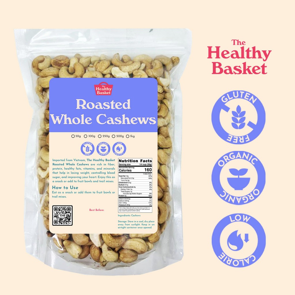 Healthy Basket Roasted Whole Vietnam Cashews 50g 100g 250g