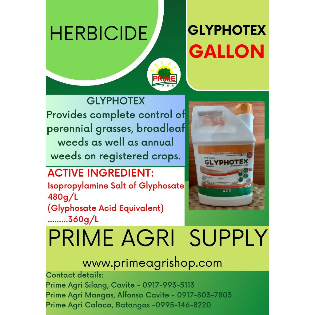 GLYPHOTEX Glyphosate 480 SL HERBICIDE 1 Gallon Shopee Philippines