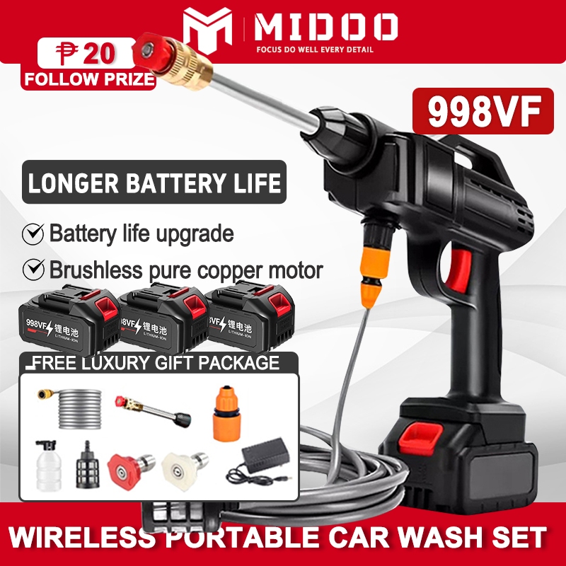 MIDOO Wireless Car Wash Pressure Washer Gun Portable 998VF Lithium