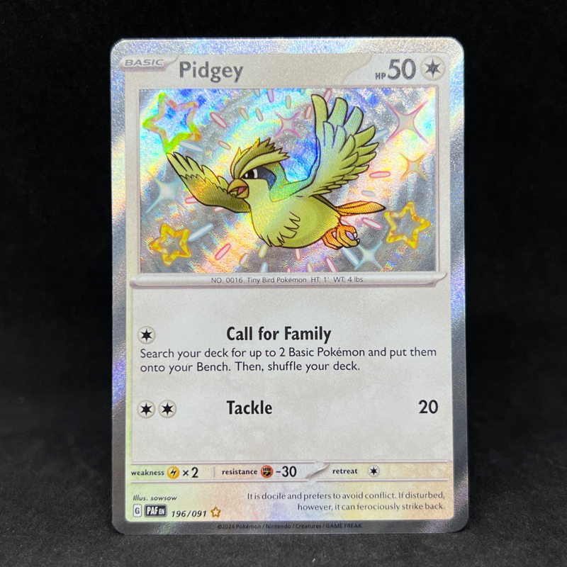 Pokemon TCG Shiny Pidgey Holo Rare 196 091 2024 Scarlet Violet