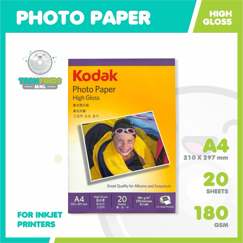 Kodak Photo Paper High Gloss A4 180GSM 20 SHEETS PER PACK Shopee