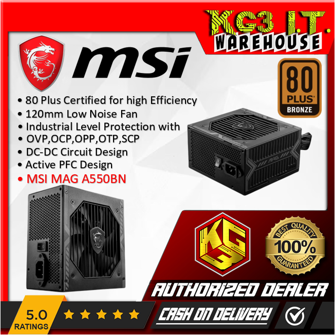 MSI Mag A550BN A650BN 550W 650W 80 Bronze Non Modular Power Supply