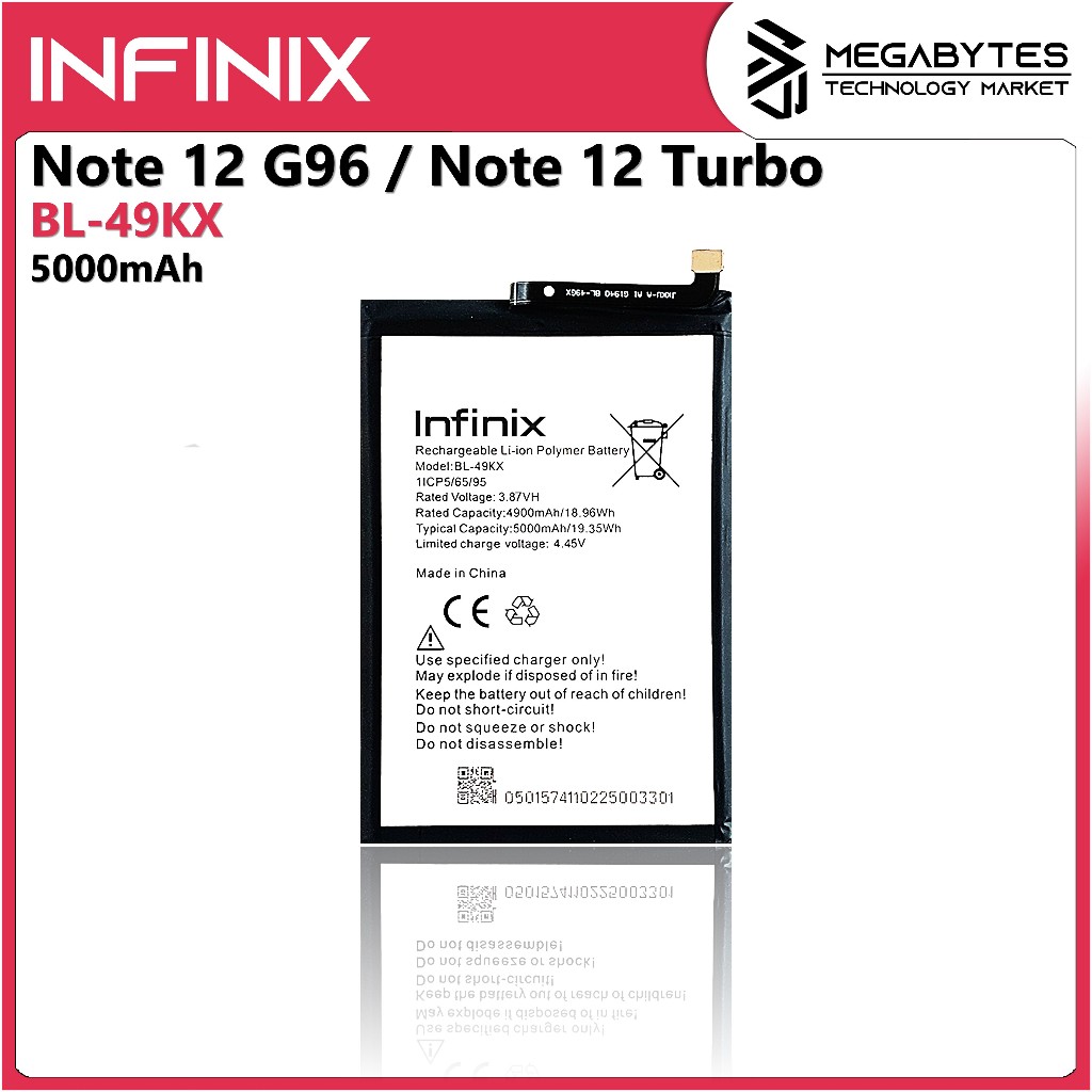 Megabytes Battery For Infinix Note 12 G96 Infinix 12 Turbo X670 BL