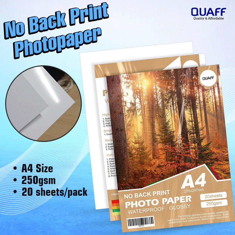 Quaff Gsm No Back Print Glossy Inkjet Waterproof Photo Paper A Size