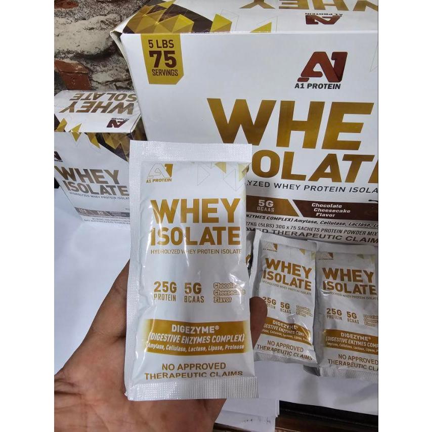 A1 Whey Isolate 25g Protein Per Servings 1 Sachet Chocolate Cheesecake