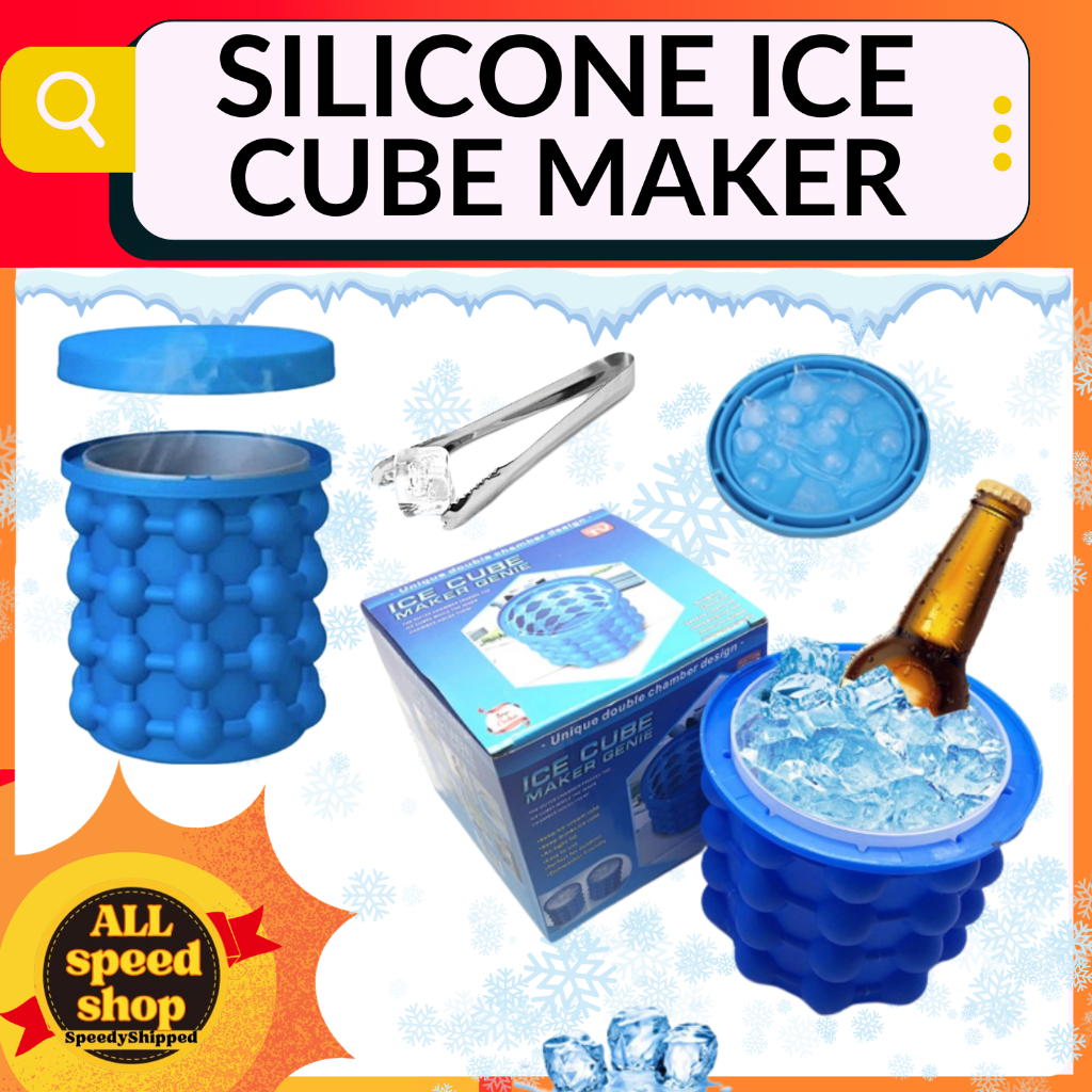 Ice Cube Maker Genie Silicone Food Grade BPA Free Ice Bucket Freezer