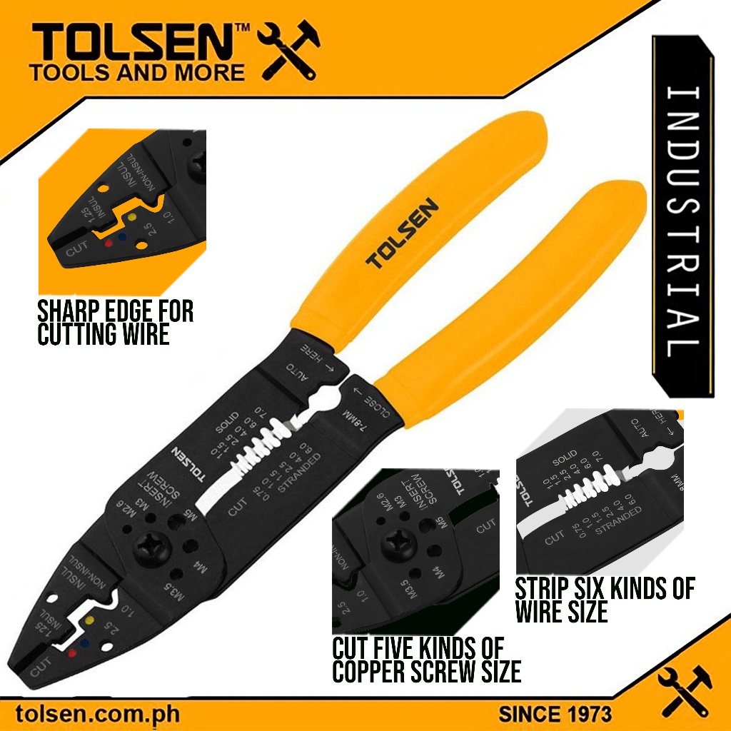 Tolsen Industrial 7in1 Wire Stripper With Grip Cutter 6 38051