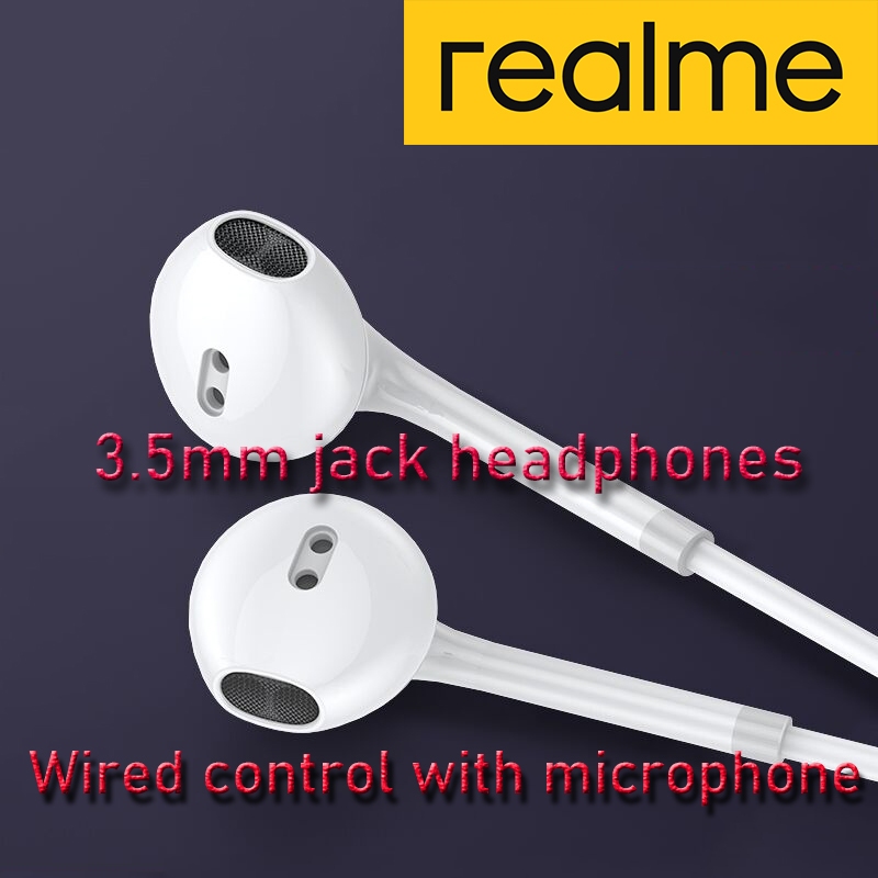 100 Original Realme Earphones 3 5mm Headphone Buds Classic Half In Ear