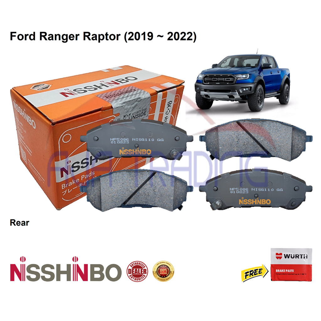 Genuine Nisshinbo Rear Brake Pads With SHIMS For Ford Ranger Raptor