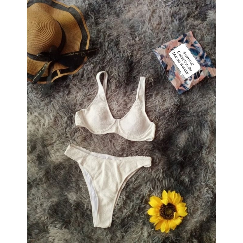 All White Textured Bikini Small Shopee Philippines