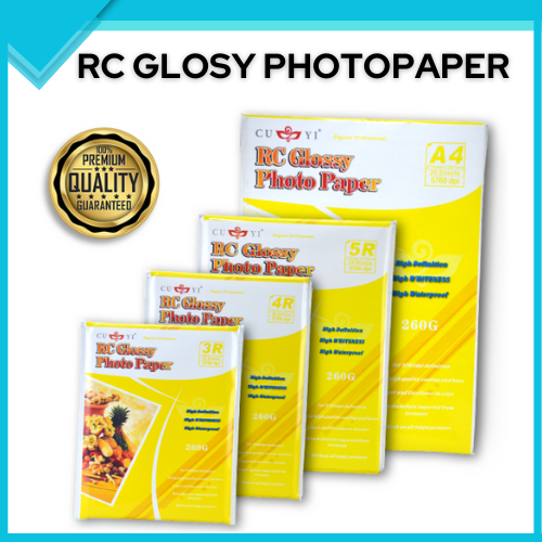 CUYI RC Glossy Photo Paper 260GSM A4 5R 4R 3R Size 20 Sheets Per