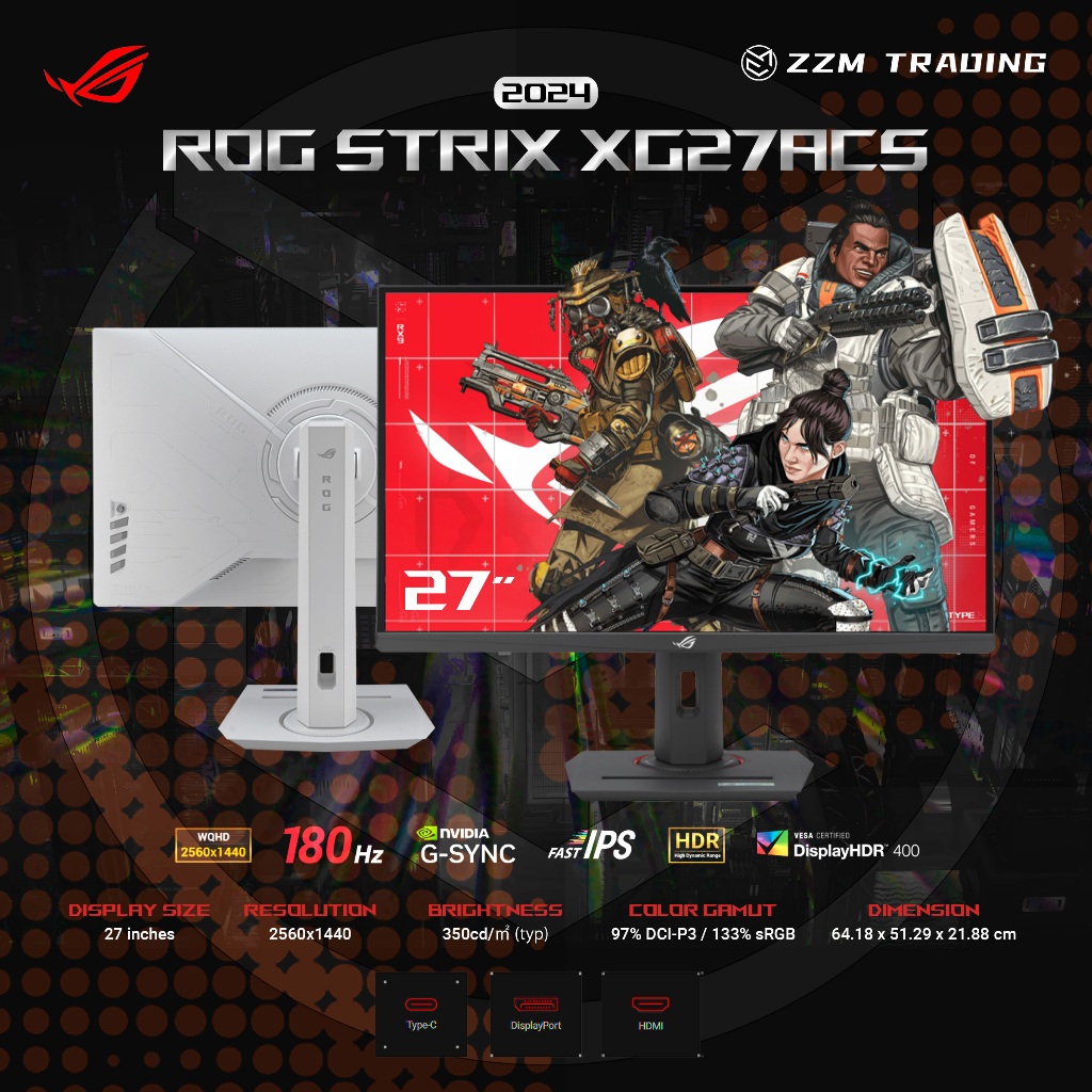 ASUS ROG Strix XG27ACS 2024 27 QHD 2560x1440 180Hz Fast IPS G Sync