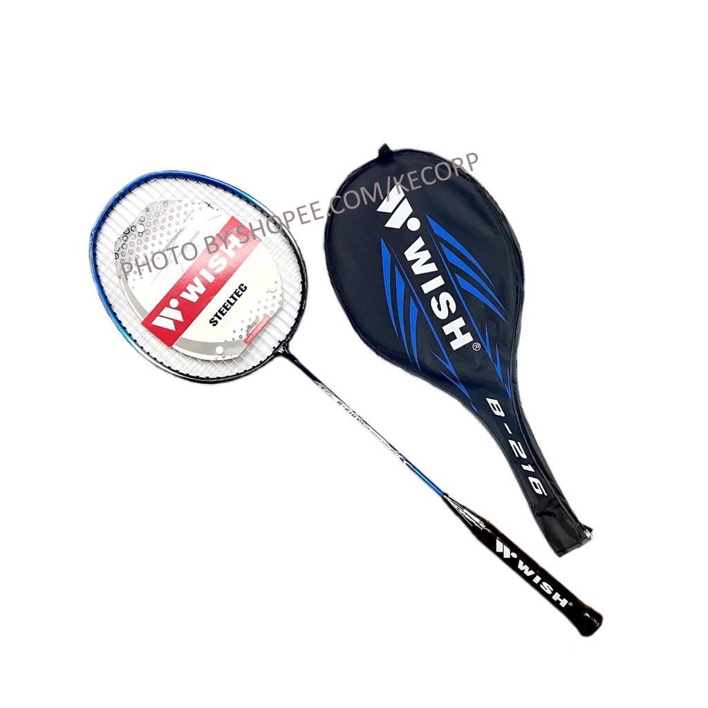 Wish Badminton Racket B Blue Low Torsion Steel Shaft With String