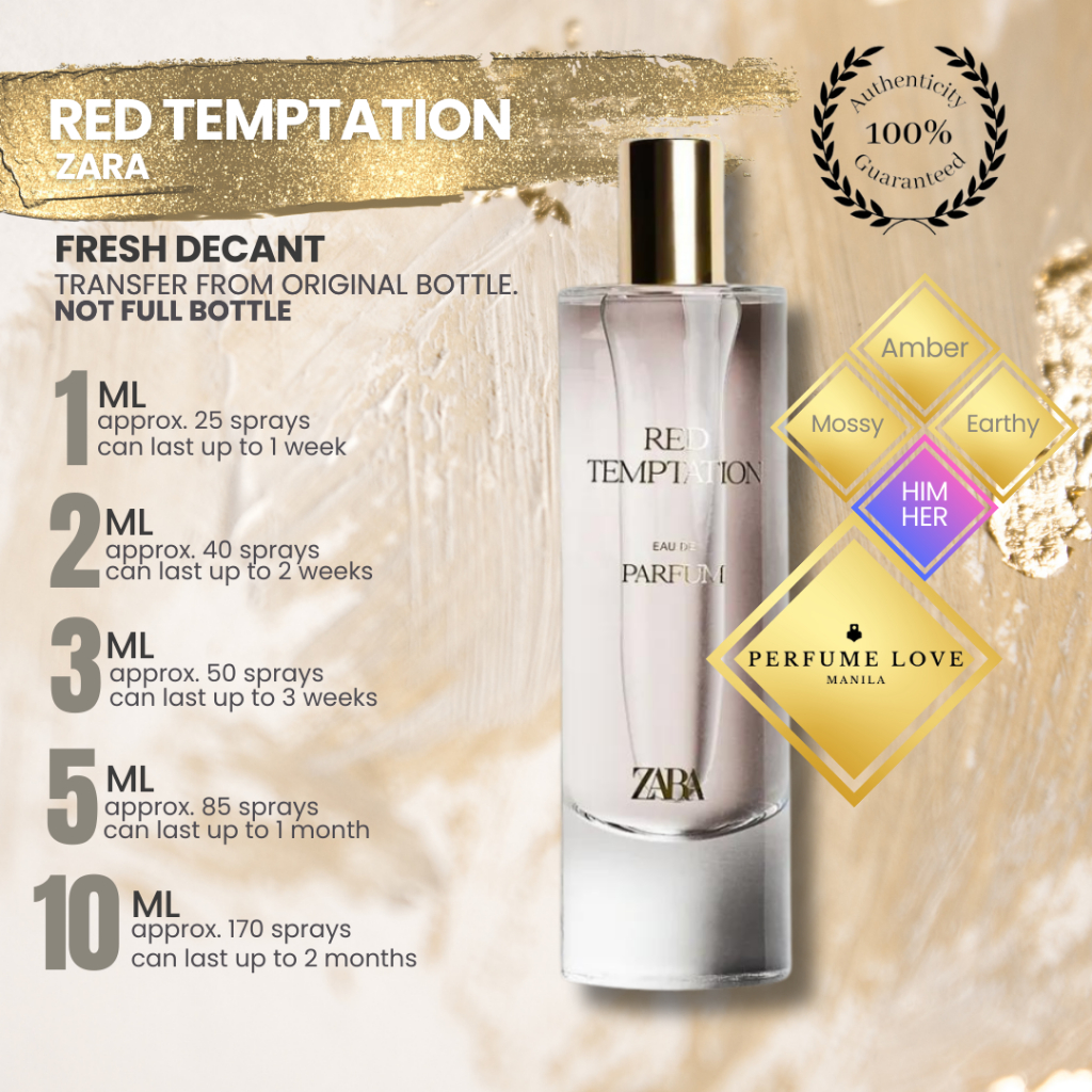 PERFUME DECANT Zara Red Temptation Baccarat 540 Dupe Shopee Philippines