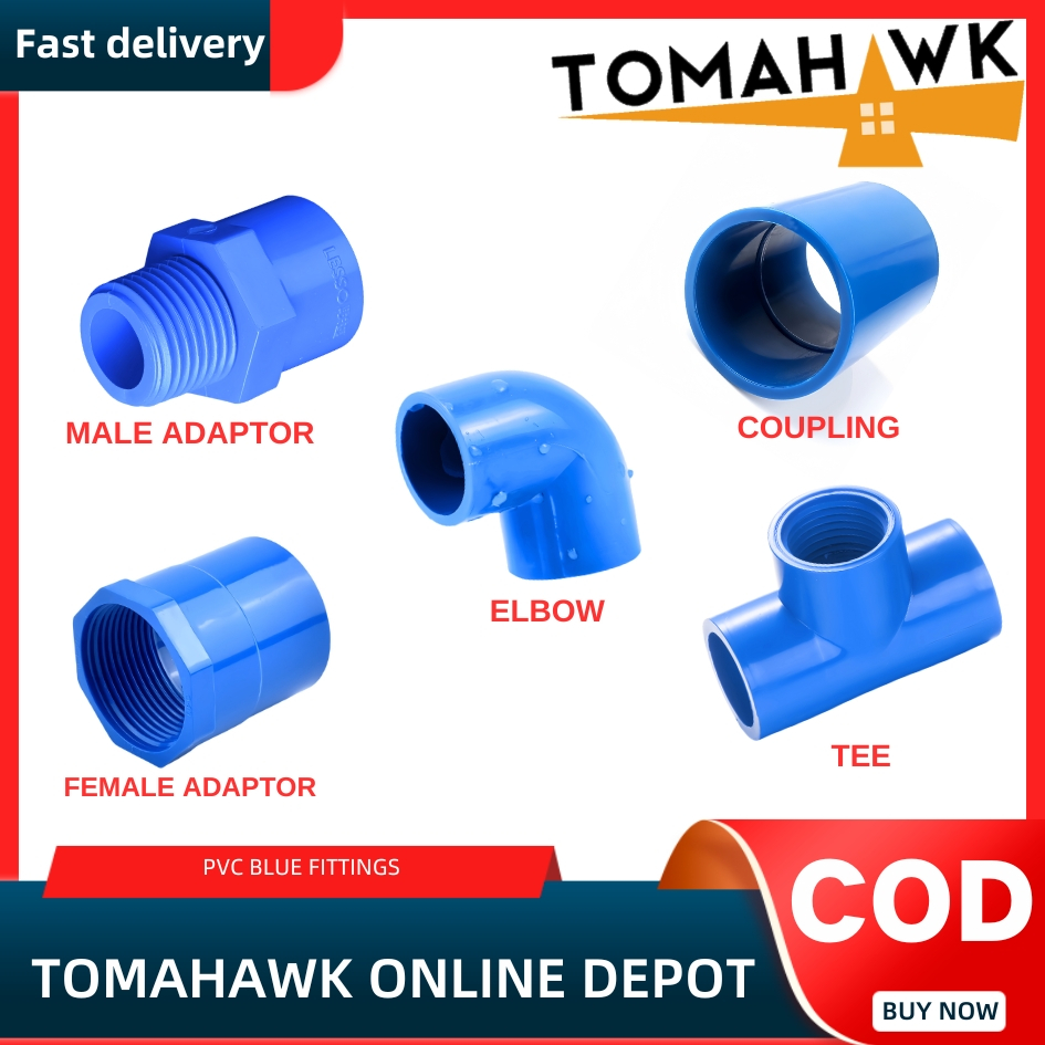 TOMAHAWK SOLD PER PACK PVC BLUE FITTINGS HEAVY DUTY ELBOW TEE MALE