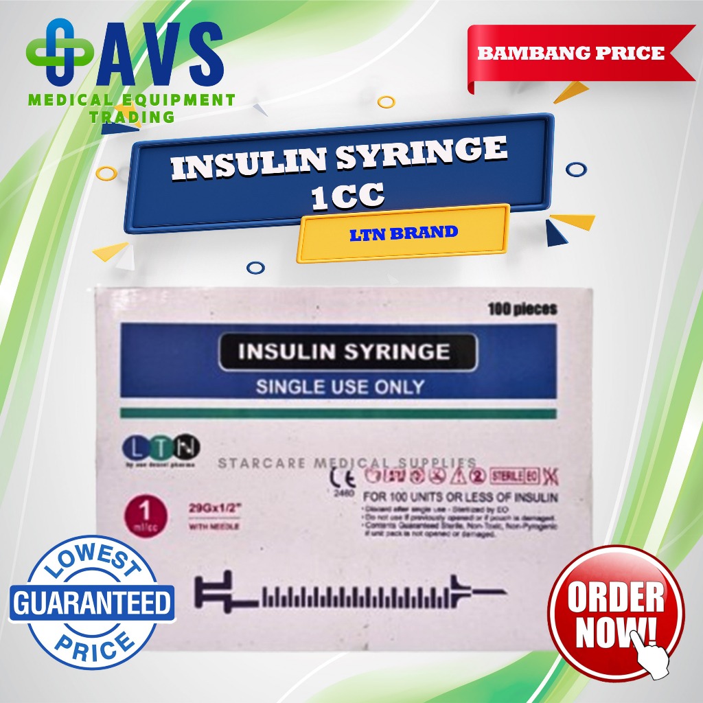 Insulin Syringe 1ml Cc 29G X 1 2 100pcs Per Box LTN Shopee Philippines