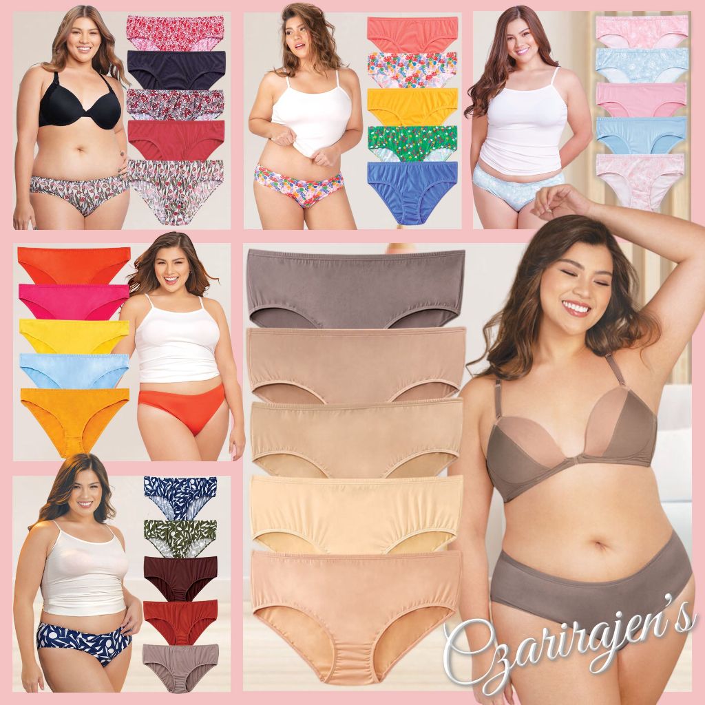 Natasha Simply Sexy 5pcs Plus Size Panty Set Bikini Hi Rise Mid Rise Hi Leg Big Extended Size