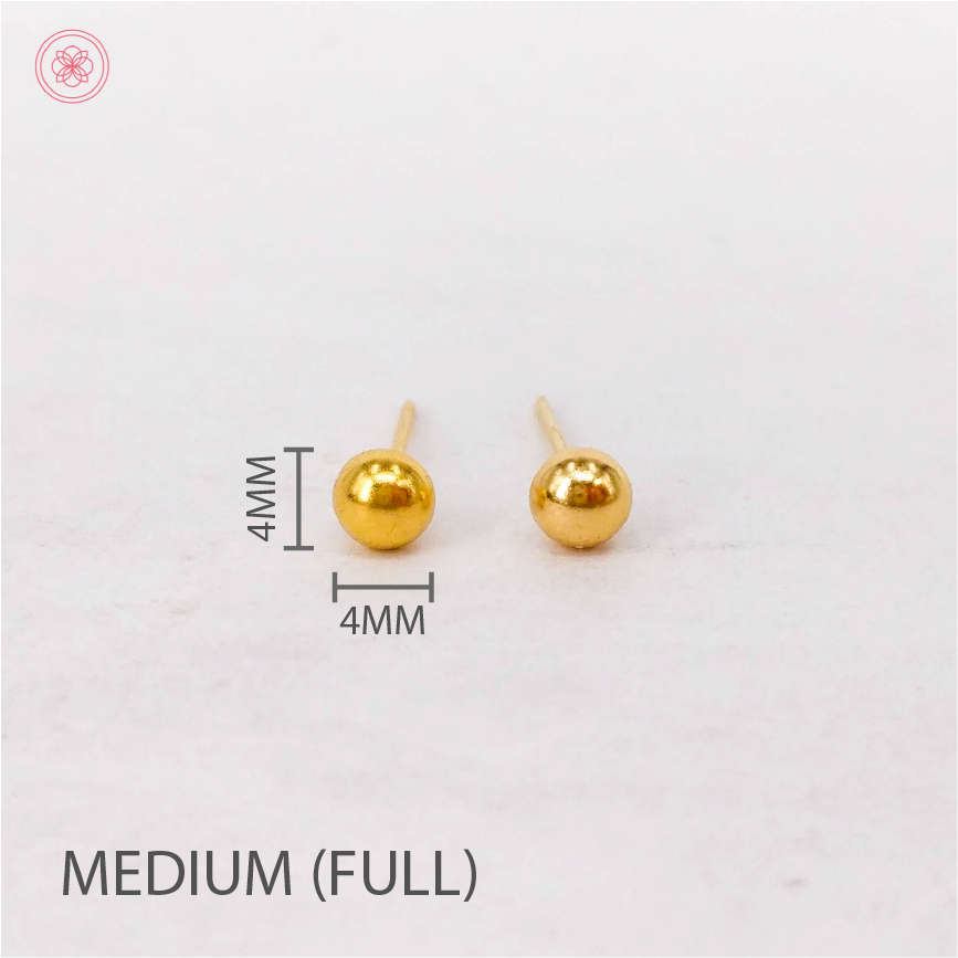 COD PAWNABLE 18k SAUDI GOLD Earrings Whole Full Ball Stud Earrings W