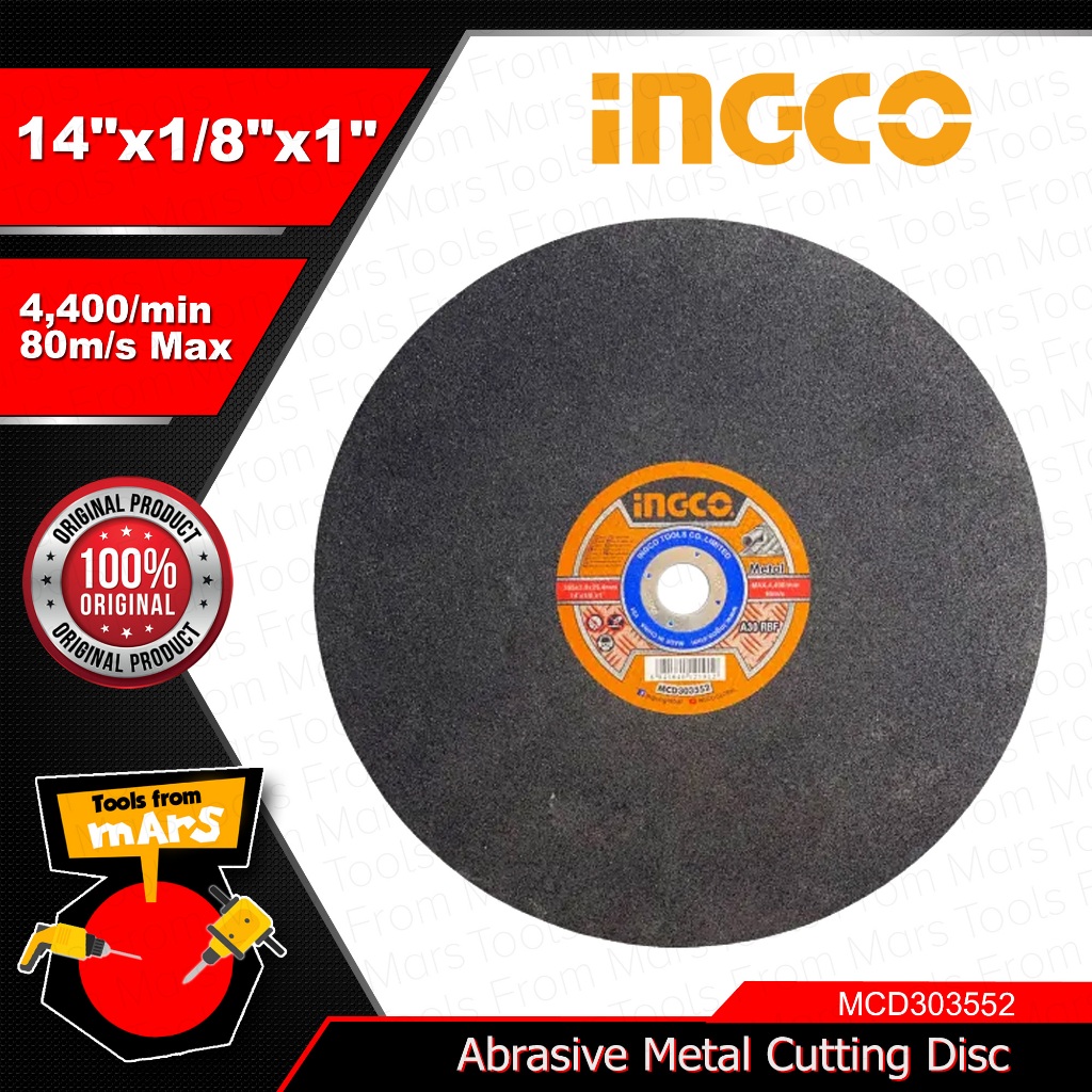 Ingco 14 Inch Abrasive Metal Cutting Disc Chop Saw Blade SINGLE PLY