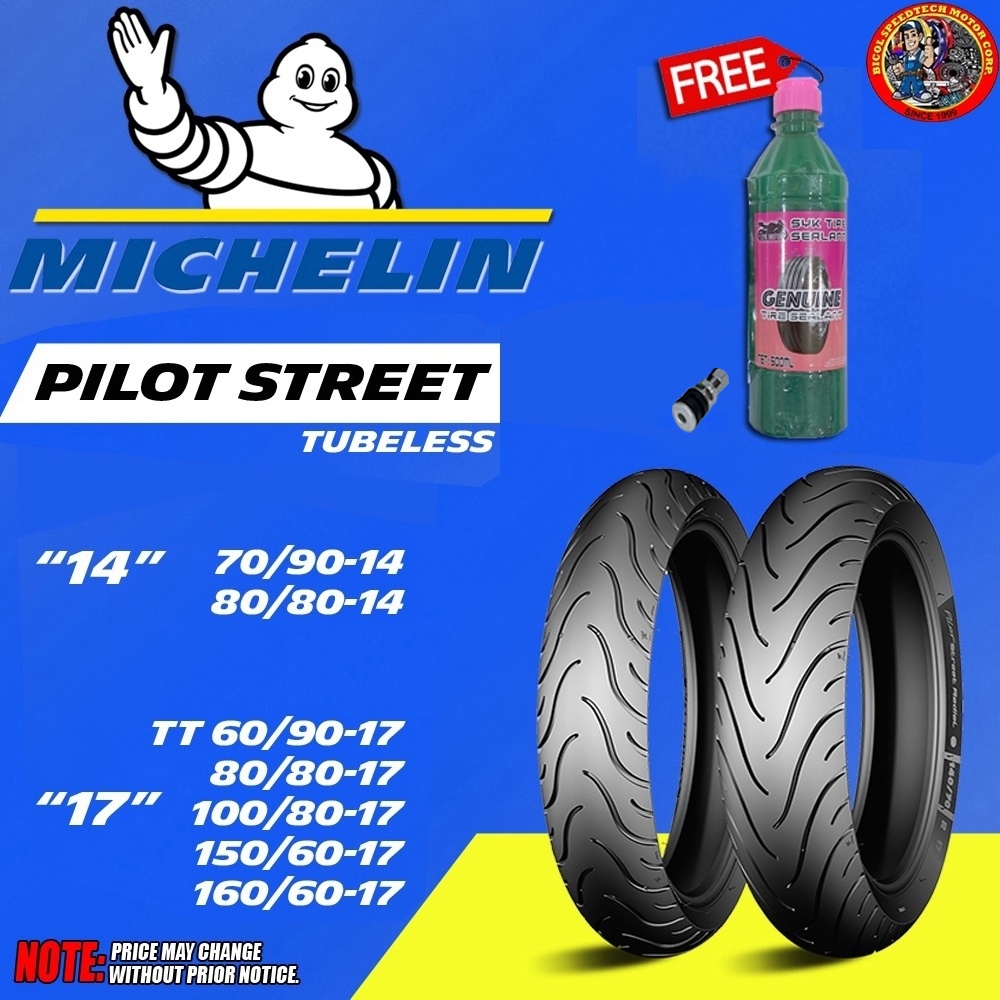 MICHELIN TIRE PILOT STREET TUBELESS 1 FREE TIRE SEALANT PITO FOR