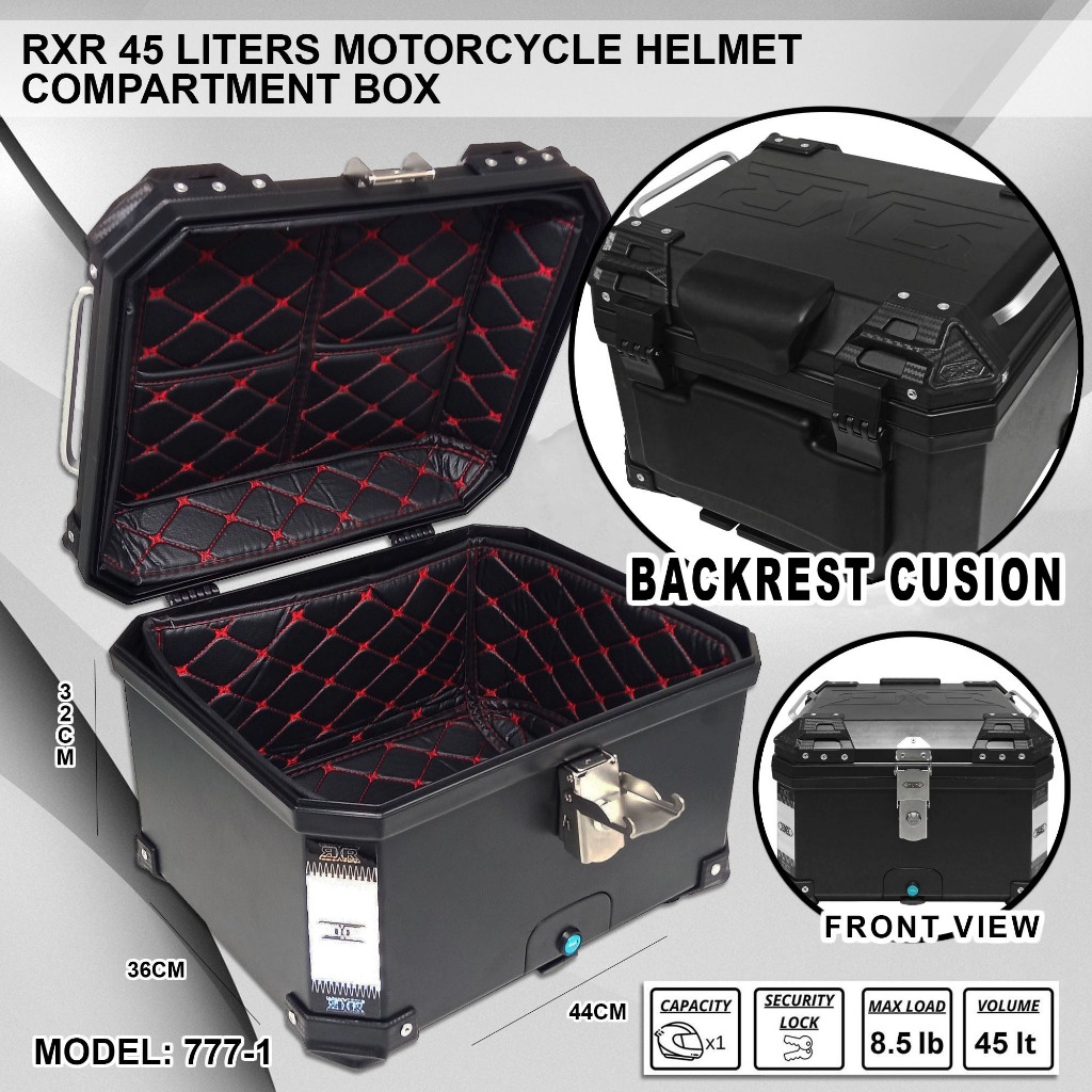 Rxr Hard Plastik Top Box L W Backrest Motorcycle Compartment Box