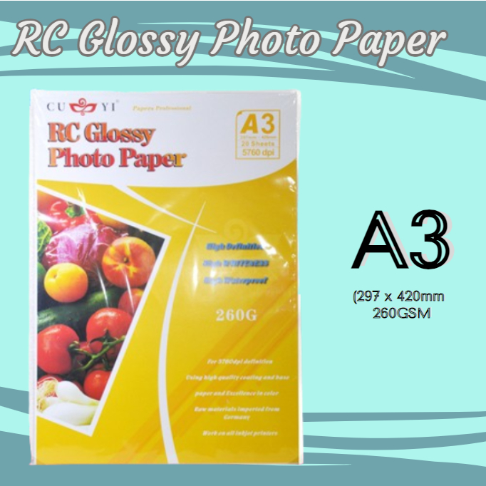 260gsm CUYI RC Glossy Photo Paper A3 Size 20sheets Shopee Philippines