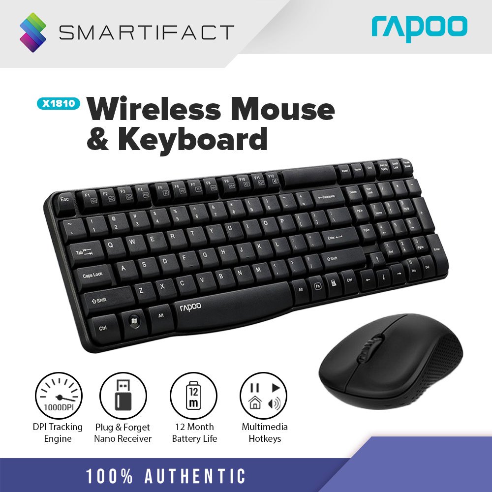 Rapoo X1810 Long Life 1000 DPI Battery Wireless Mouse And Keyboard