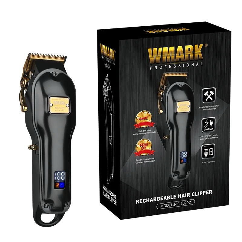 WMARK PROFESSIONAL HAIR CLIPPER WMARK ALL METAL GOLD DIGITAL WMARK NG