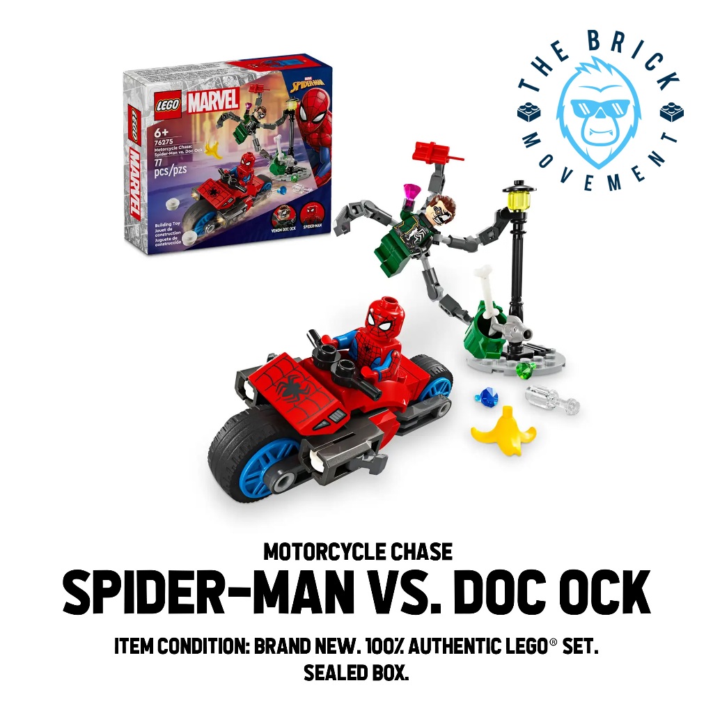 LEGO MARVEL 76275 Motorcycle Chase Spider Man Vs Doc Ock Set