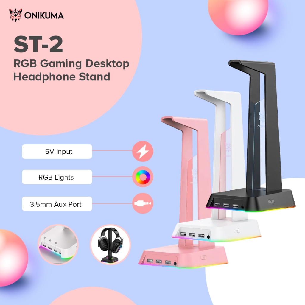 Onikuma St Rgb Gaming Headphone Stand Computer Headset Desktop Display