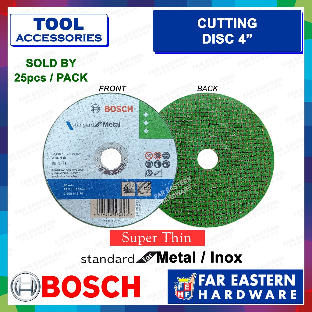 BOSCH Cutting Disc 4 Standard For Metal Inox 701 343 25PCS BOX